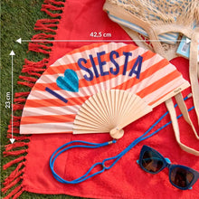 Cargar imagen en el visor de la galería, Abanico "I love siesta" purpurina