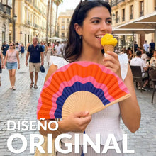 Cargar imagen en el visor de la galería, Abanico “Ondas” rojo, rosa y azul