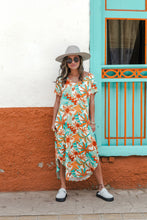 Cargar imagen en el visor de la galería, Vestido Alma multi cuello en v o redondo - Azul Tropical