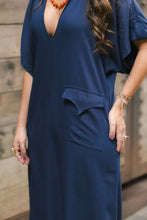 Cargar imagen en el visor de la galería, Vestido largo pampa con mangas - Azul Oscuro