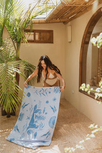 Toalla playera de microfibra Sirena Azul
