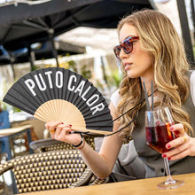 Cargar imagen en el visor de la galería, Abanico "Puto calor" negro
