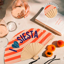 Cargar imagen en el visor de la galería, Abanico "I love siesta" purpurina
