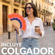 Cargar imagen en el visor de la galería, Abanico “Ondas” rojo, rosa y azul
