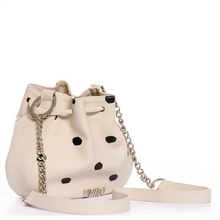 Cargar imagen en el visor de la galería, MANOS LIBRES PARA MUJER DOTS BEIGE CON CARGADERA EN CADENA
