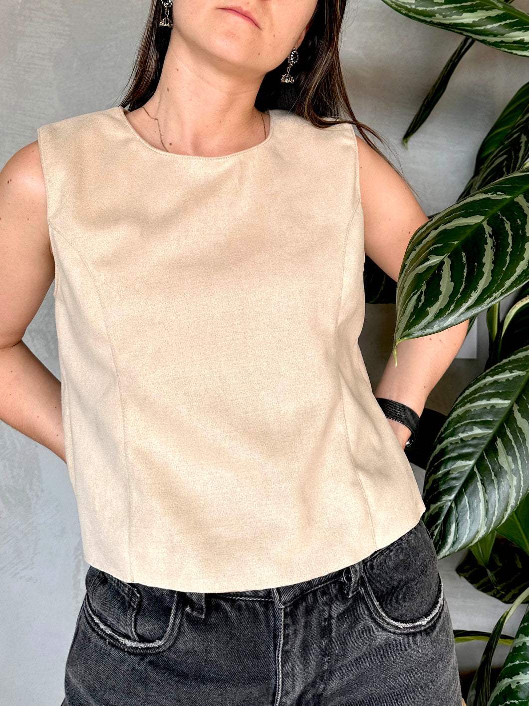 CAMISA GAMUZADA BEIGE