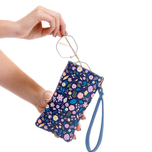 ESTUCHE DE GAFAS O CELULAR PARA MUJER SNOOPY FLORES CON PULSERA Y BROCHE