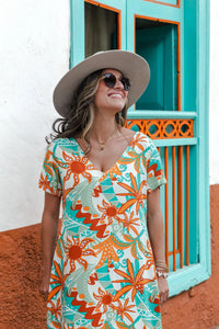 Vestido Alma multi cuello en v o redondo - Azul Tropical