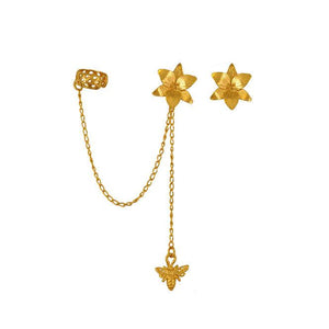 Ear cuff dorado y arete Vuelo de Vida