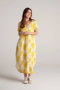 Vestido Alma multi cuello en v o redondo - Tie Dye Verde Limón