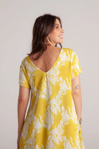 Vestido Alma multi cuello en v o redondo - Tie Dye Verde Limón