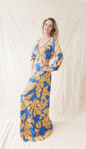 Vestido Sereny Azul Mostaza