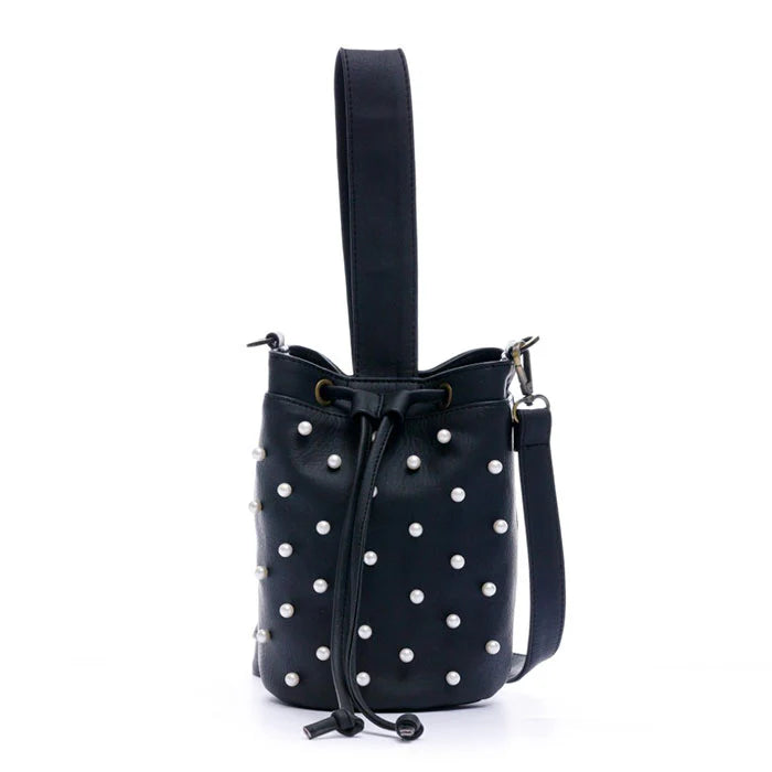 BOLSO MANOS LIBRES PARA MUJER HONG KONG NEGRO CON PERLAS