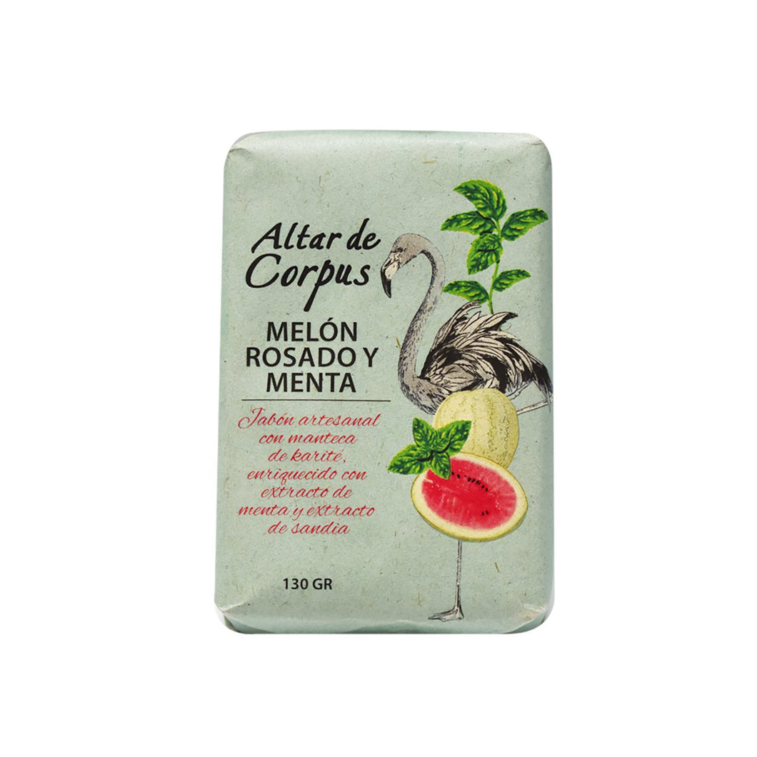 Jabón artesanal de Melón Rosado y Menta 130gr