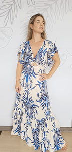 Vestido Bangala Arabescos Azul